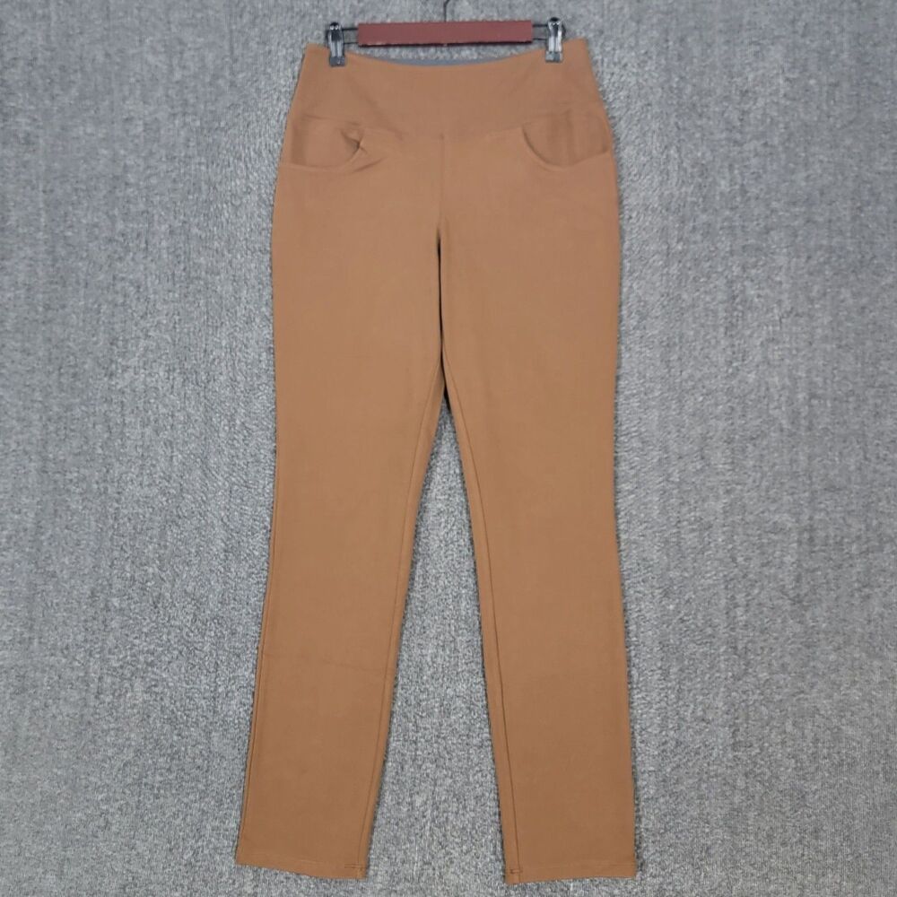 Women With Control by Rene Greenstein Pants S Brown Tummy Control Slim-Leg